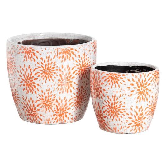Set di vasi da fiori Arancio Terracotta 19 x 19 x 17 cm Rotondo (2 Unità)