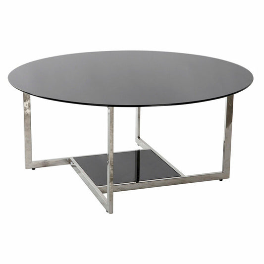 Tavolino da Caffè DKD Home Decor Nero Argentato Cristallo Acciaio Plastica 100 x 100 x 45 cm