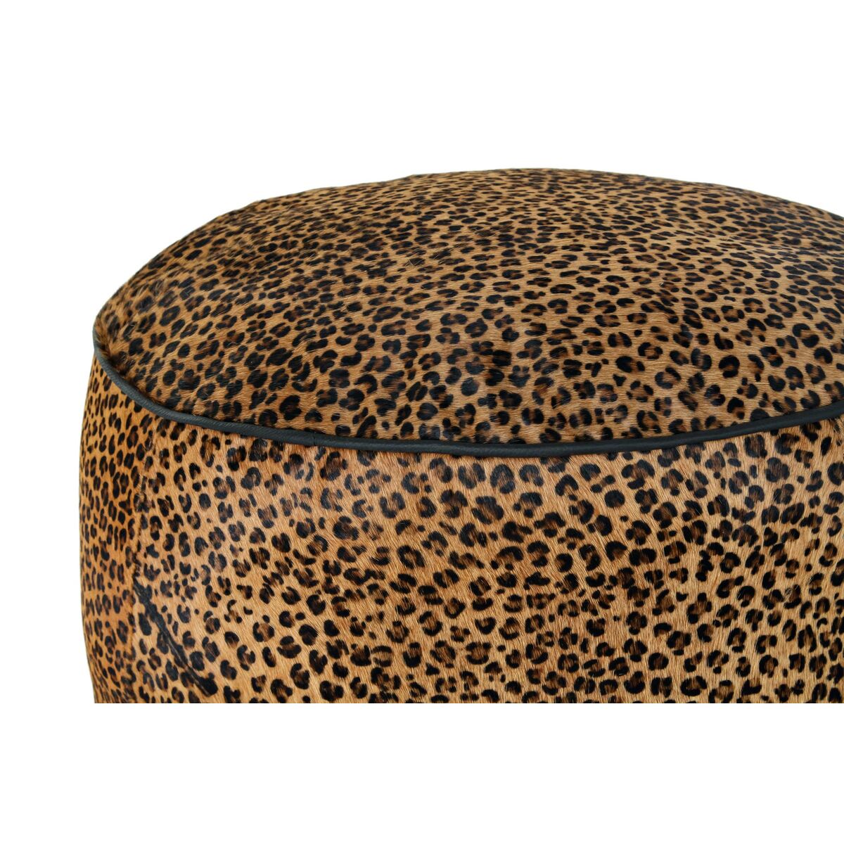 Poggiapiedi DKD Home Decor 46 x 46 x 50 cm Nero Marrone Leopardo Coloniale