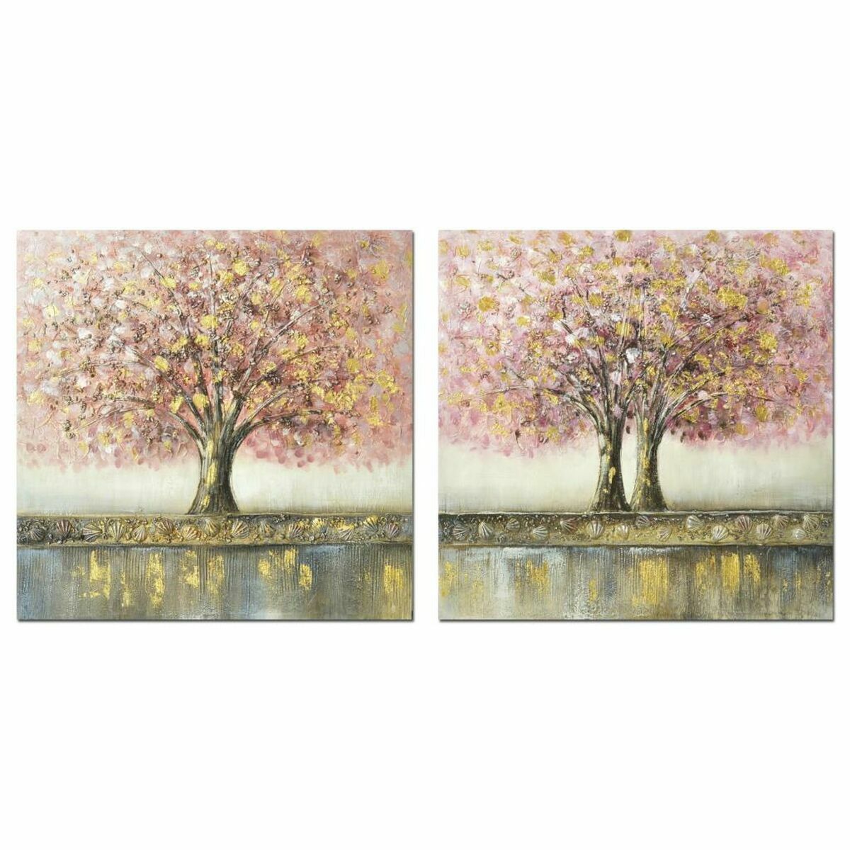 Quadro DKD Home Decor Albero 80 x 3 x 80 cm Tradizionale (2 Unità)