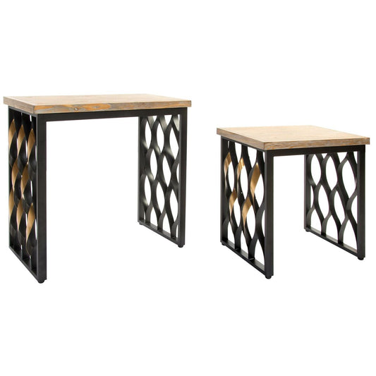 Set di 2 tavoli Home ESPRIT Legno Metallo 64 x 34 x 65 cm