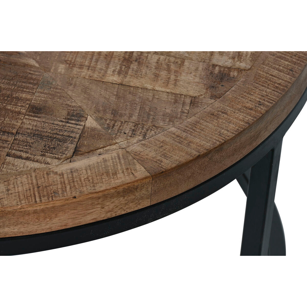 Set di 2 tavoli Home ESPRIT Marrone Nero Naturale Metallo Legno di mango 90 x 90 x 40 cm